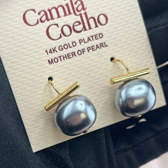 Camila Coelho 14K Gold Plated Mother of Pearl Drop Earrings - Picture 10 of 10
